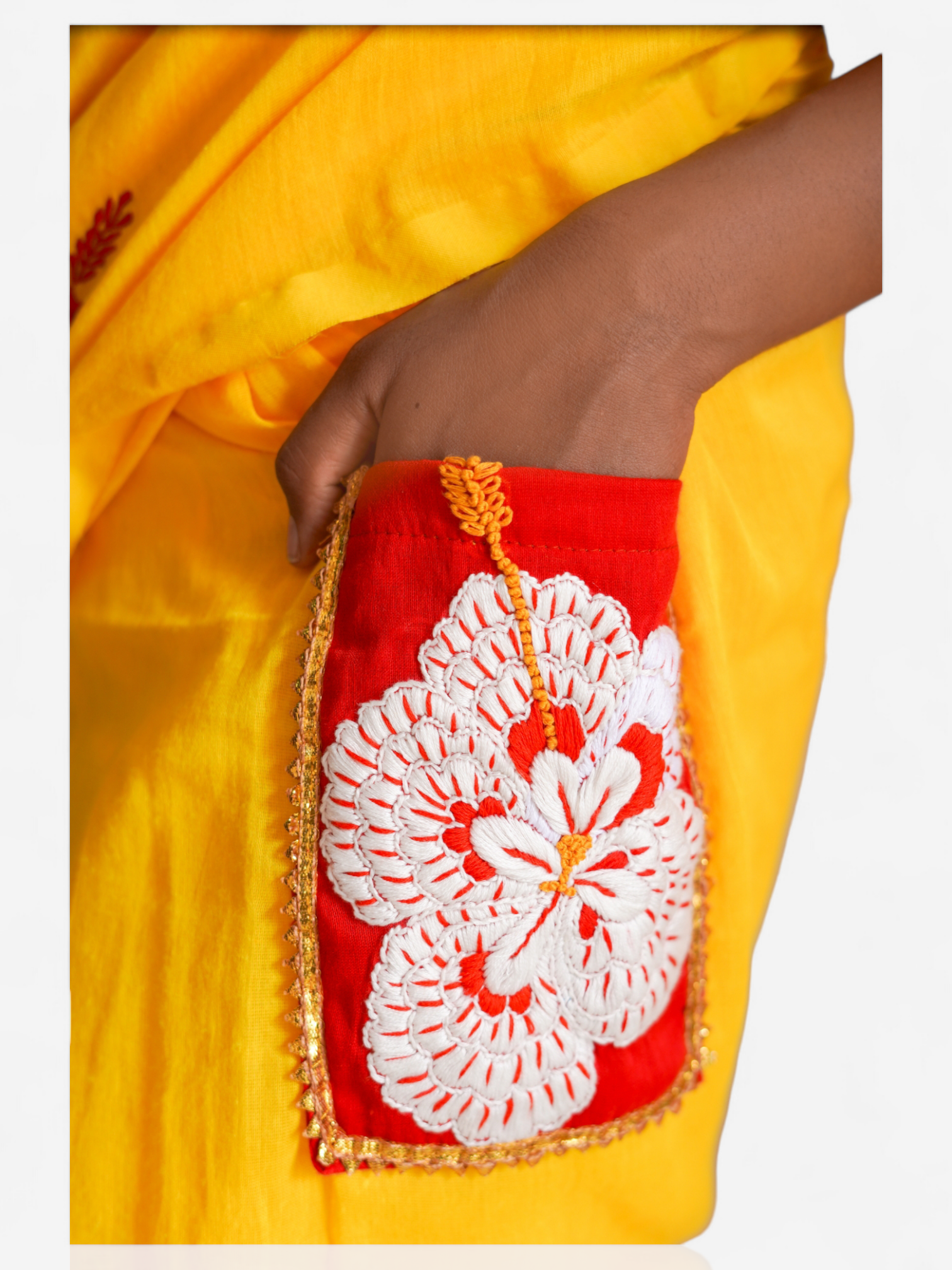 Sorrel Garden – Ready-to-Wear Pocket Saree with Floral Embroidery - Kozylook